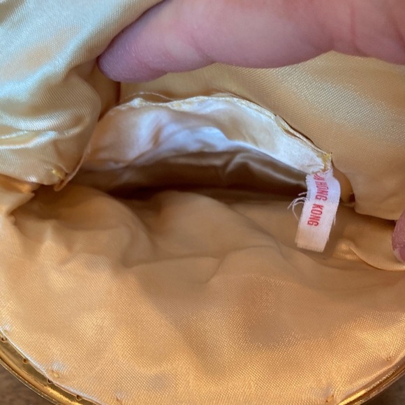 Vintage Kiss Lock‎ Elegant Gold Beaded Clutch Bag Purse Party Event Evening - Picture 10 of 12